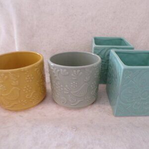 4 Ceramic Planters Pots New Garden Flowers Windowsill Easter Mother's Day